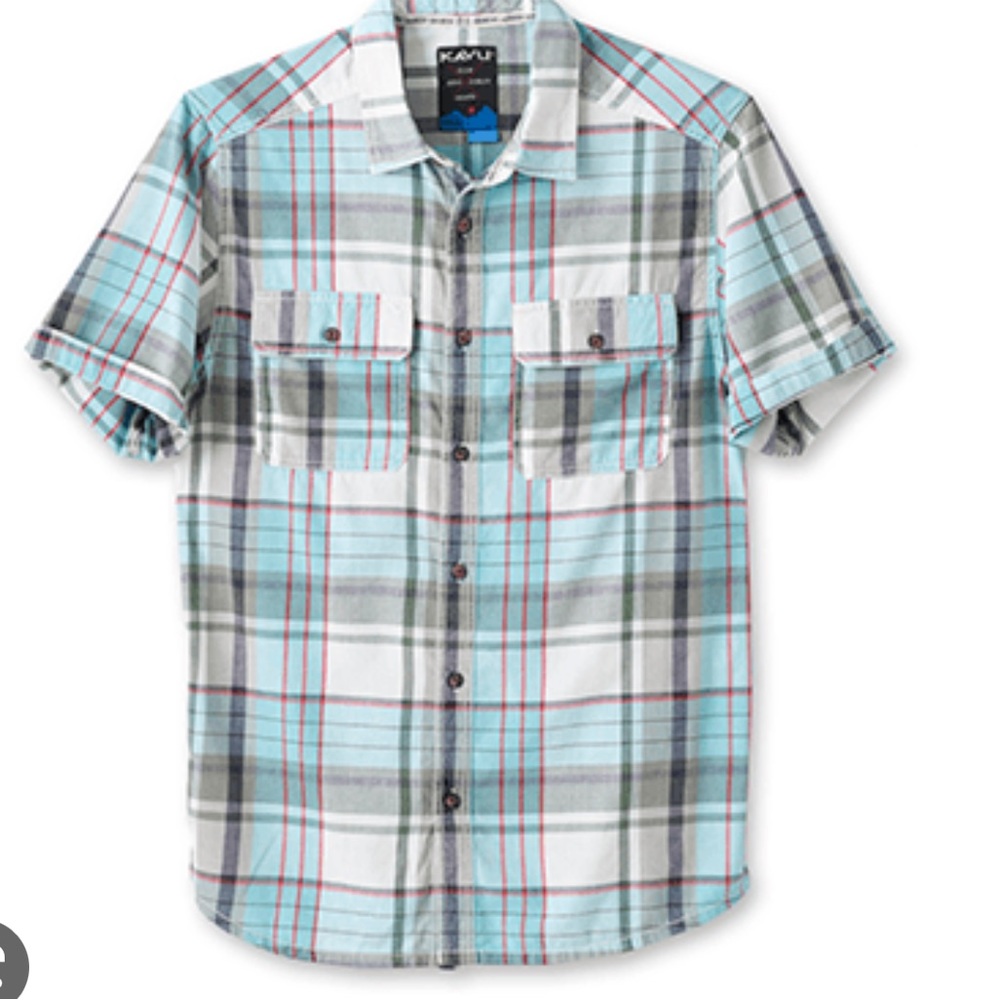 Kavu Coastal Plaid Short Sleeve Shirt Size M